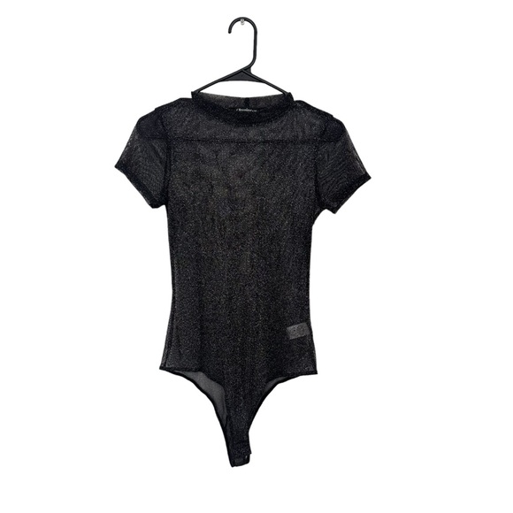 chocolate USA Tops - Mesh Bodysuit Black Glitter